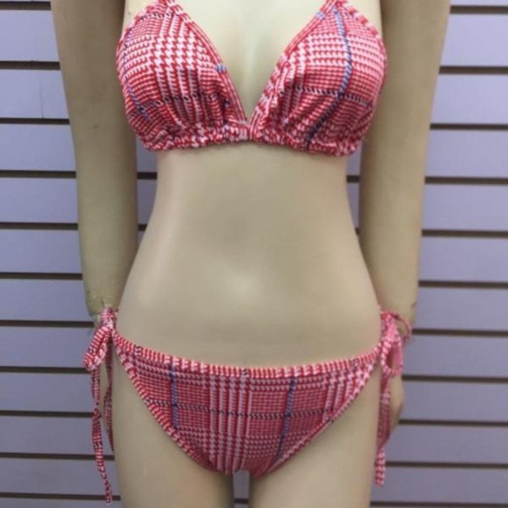 Chuns Red Houndstooth Triangle 2 Piece Bikini